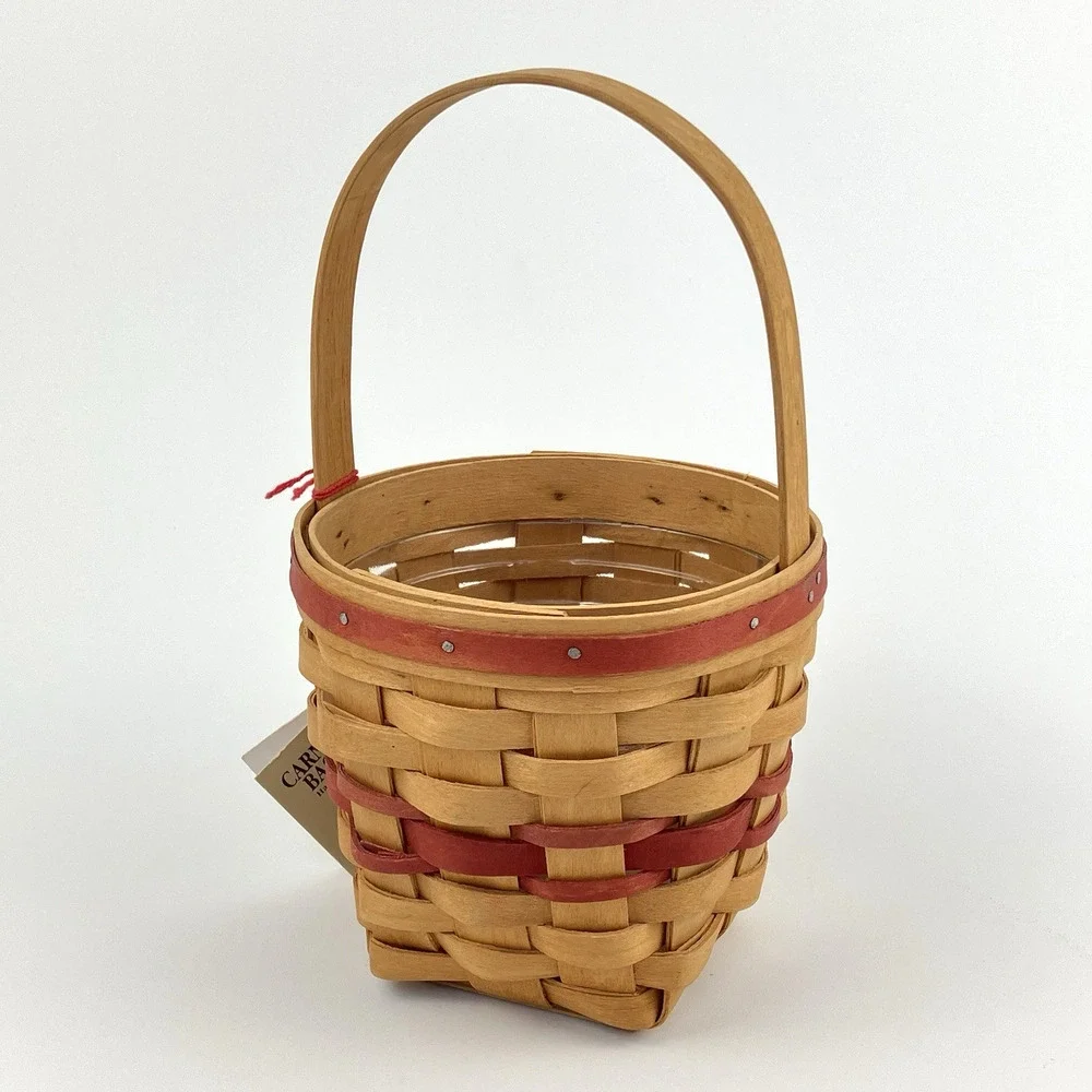 Carnation Baskets Handwoven Small Basket Set 1995 | /w Protector Signed 5